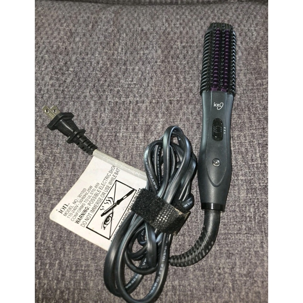 Ion 301020 Ceramic Hot Brushing Comb Black Purple Dual Voltage‎ Travel Hair Tool